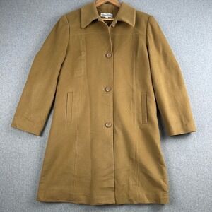 Vintage Jonathan Michael Women's Camel Wool Pea Coat Button Front 12 Tan 80s 90s
